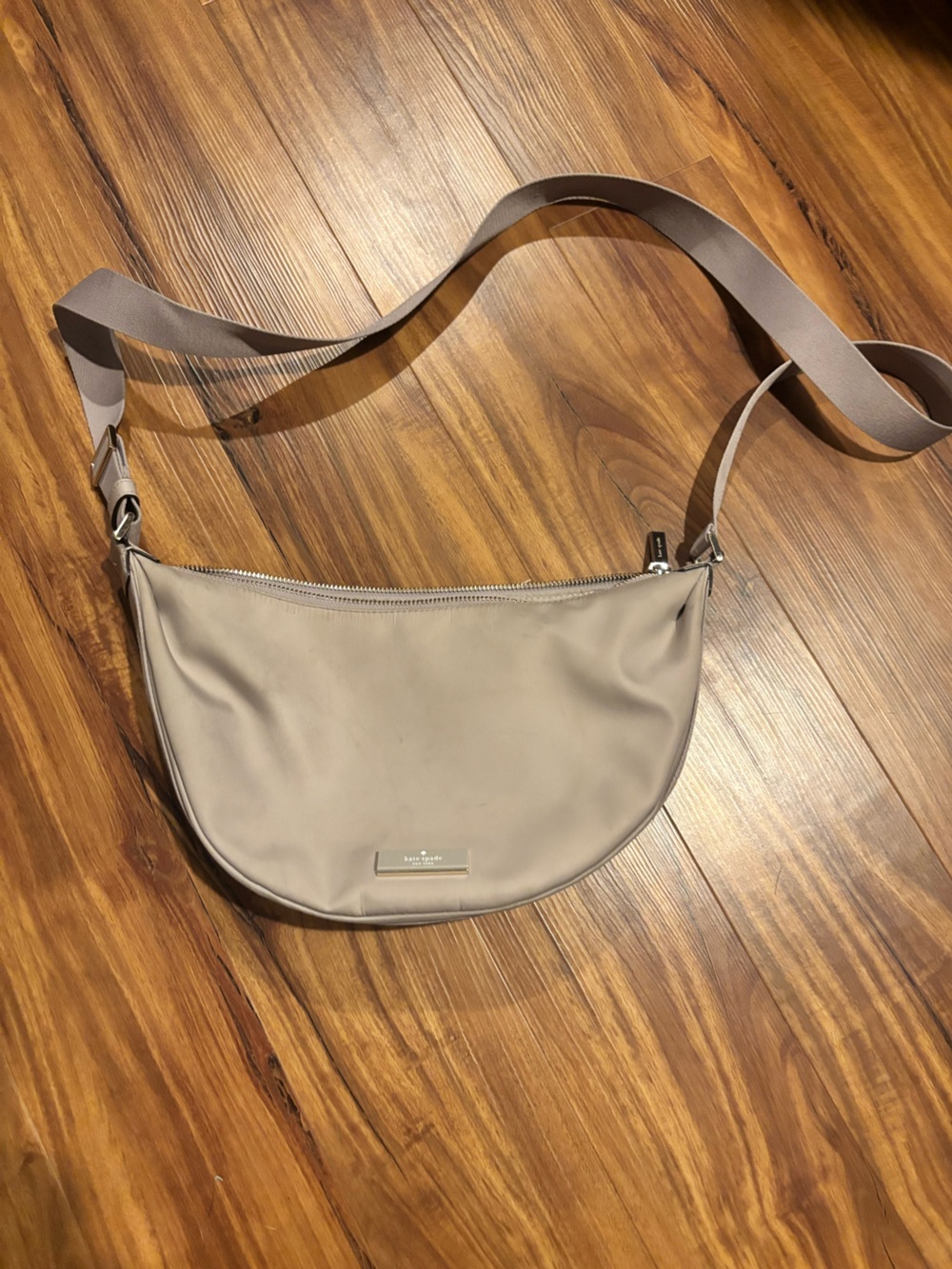 kate spade taupe crescent crossbody bag